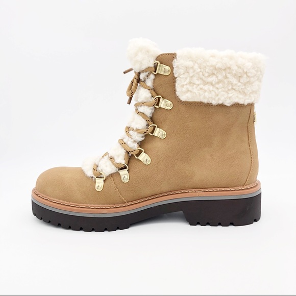 Tommy Hilfiger Leather Faux Fur Combat Boots NEW - Picture 5 of 7